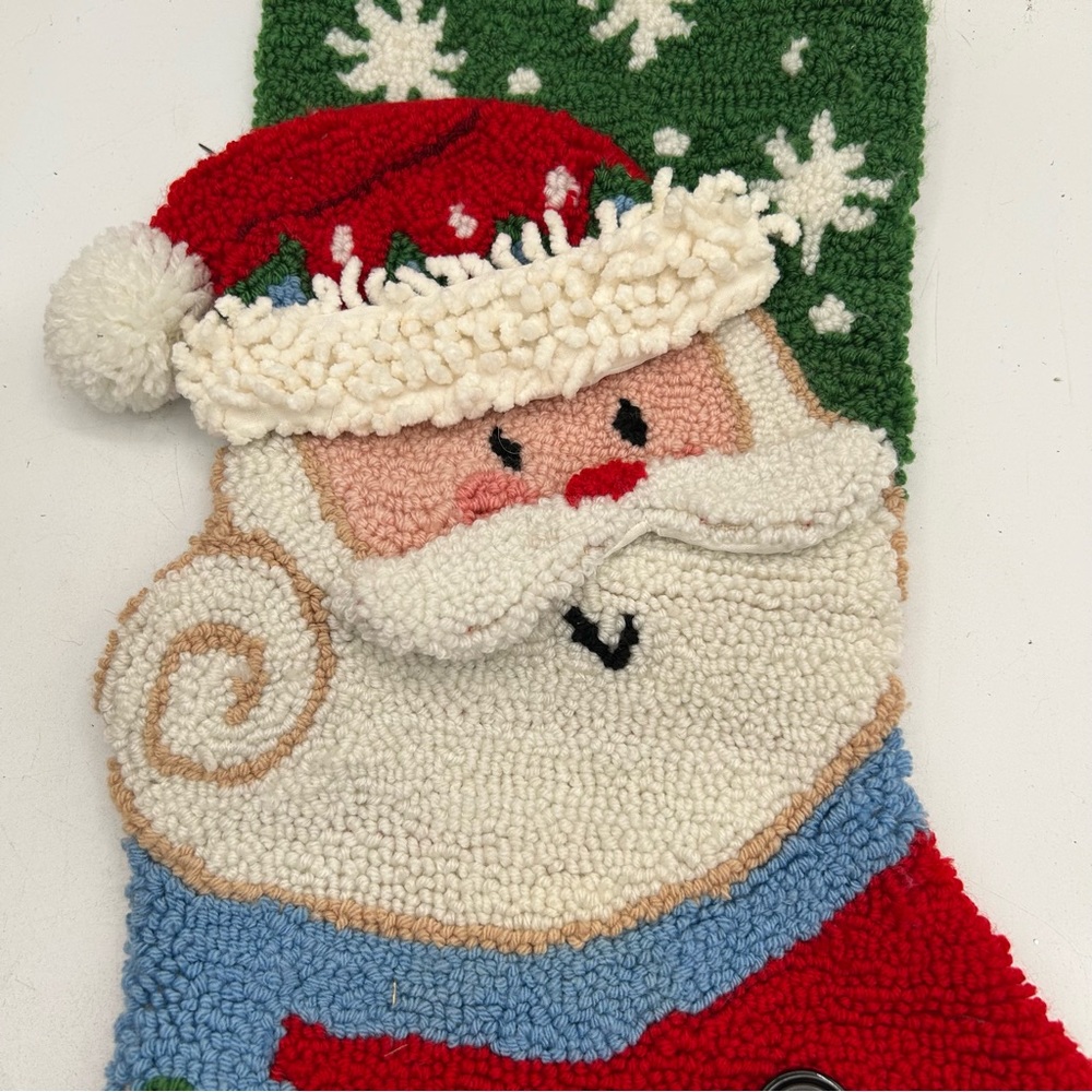 Festive Santa Christmas Stocking with Graphic knitted Santa with scarf - Picture 2 of 5